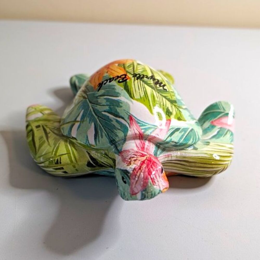 Myrtle Beach Tropical Print Resin Turtle Figurine Decorative Collectible B16
